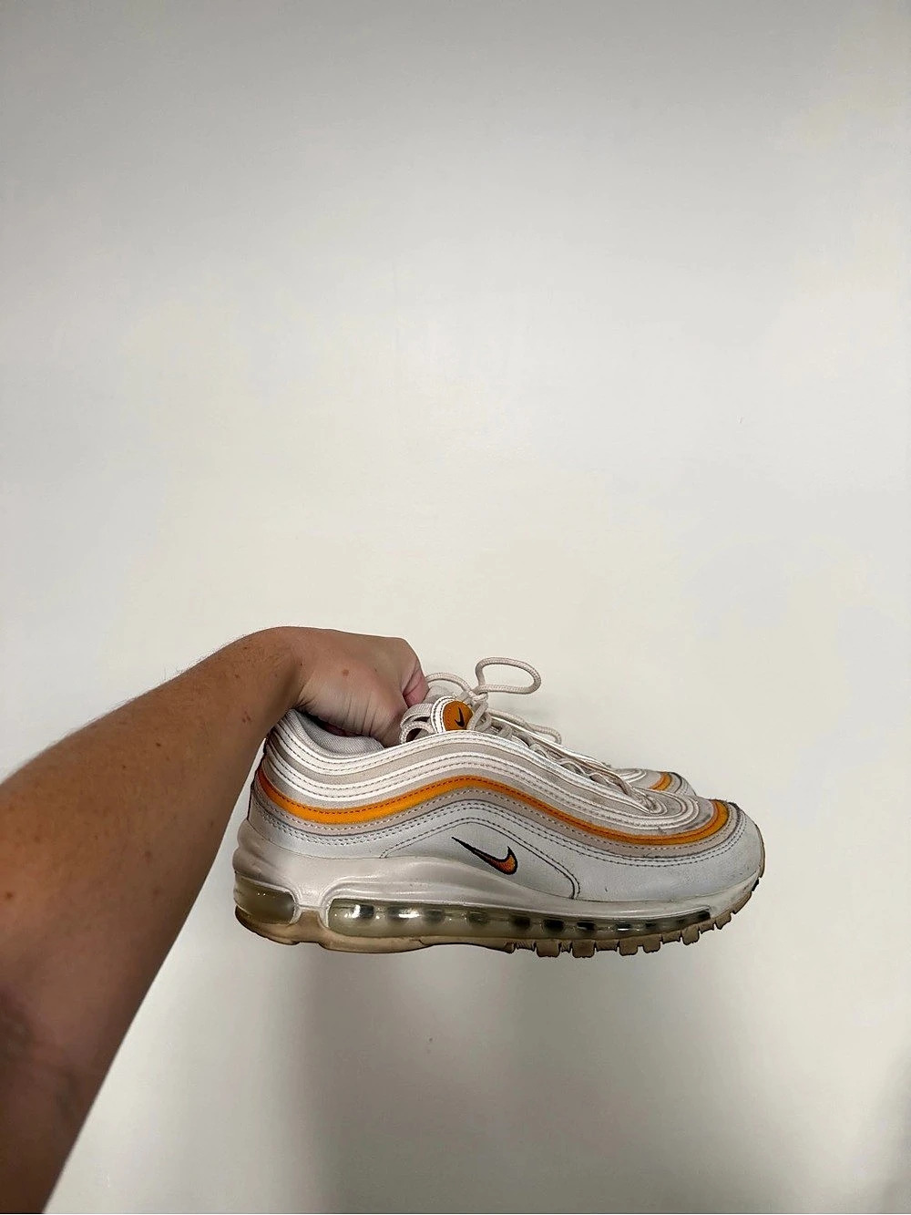 Nike Air Max 97 White & Orange Sneakers US 7.5